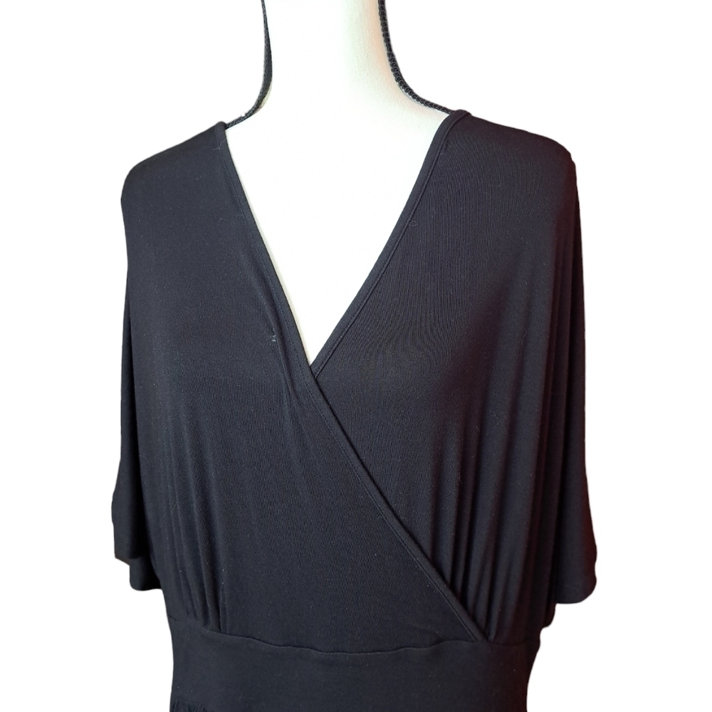 Eloquii 18/20 black maxi jersey dress faux wrap little black dress Party - Picture 2 of 3